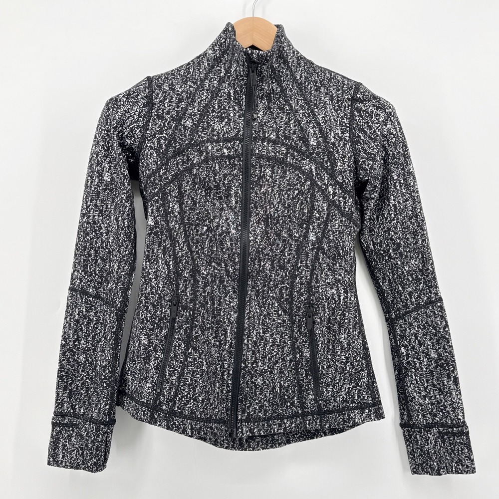 Lululemon Define Jacket 6 Rush Jacquard Black White Space Dye Full Zip Thumbhole